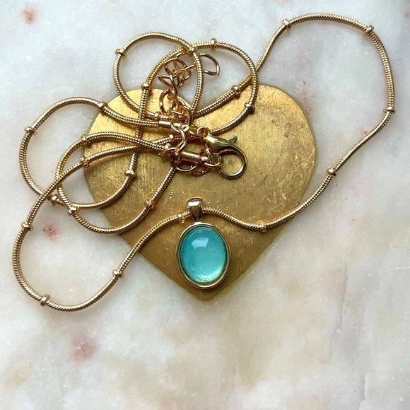 Antique Jewelry - Gilded Azure: 18k Gold-Plated Necklace with Blue Glass Stones